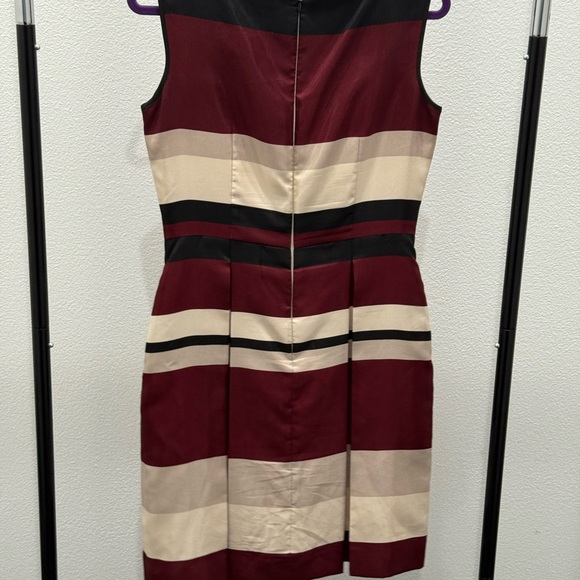 ANTONIO MELANI Burgundy and Cream Striped Dress - Picture 2 of 3